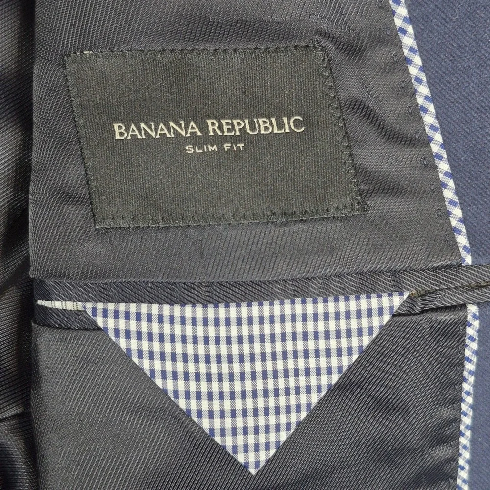 Banana Republic Blazer Mens 40R Navy Blue Slim Fit Brushed Cotton Sport Coat